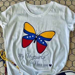 Butterfly Venezuela T-shirt, for women, 100% cotton, Color.  black and white